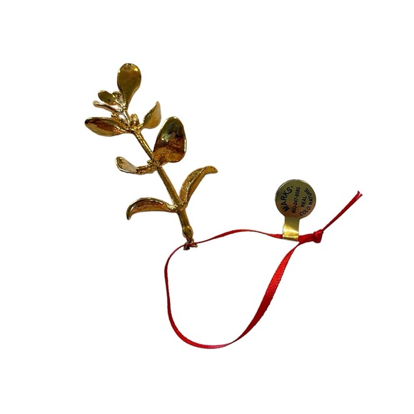24K Gold Plated Mistletoe Ornament - Picture 1 of 8